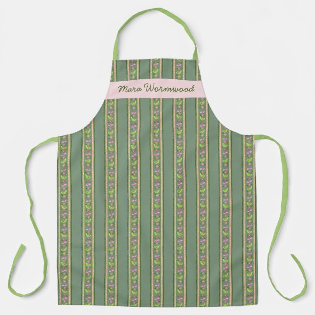 CUSTOM Kirsch-Limonen-Ditsy-Blumen Pin-Strich Schürze (Vorderseite)