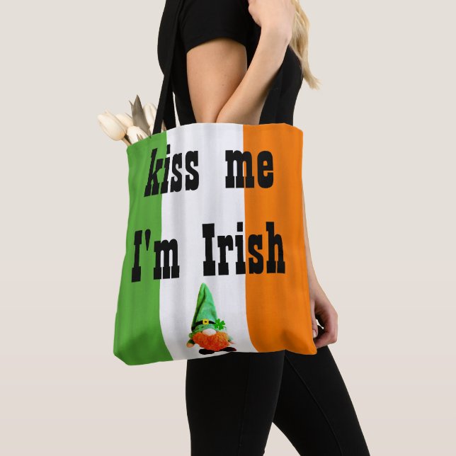 Custom KISS ME Im IRISH St Patrick Gnomes Kleeblat Tasche (Von Nahem)