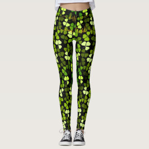 Custom KISS ME Im IRISH St Patrick Kleeblatt Clove Leggings