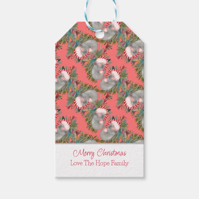 Custom Koala Christmas Pink Geschenkanhänger (Vorderseite)