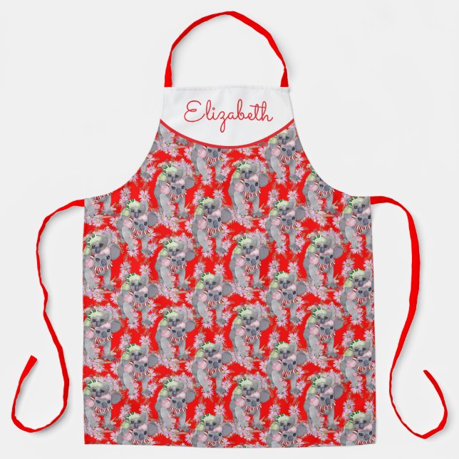 Custom Koala Family Red Christmas Schürze (Vorderseite)