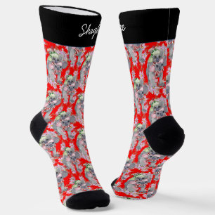 Custom Koala Family Red Christmas Socken