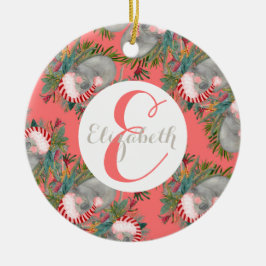 Custom Koala Weihnachts Rosa Keramik Ornament