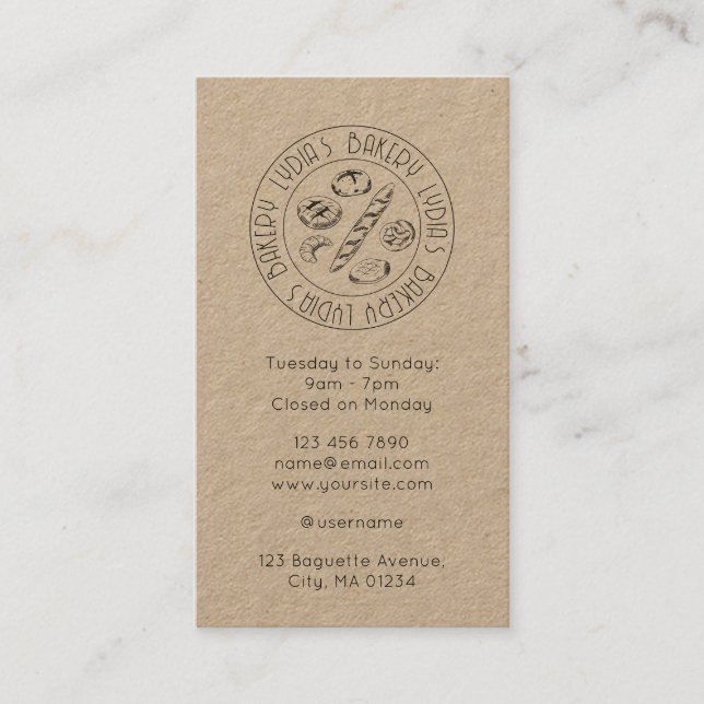 Custom Kraft Business Card with Hand-Drawn Logo Visitenkarte (Vorderseite)