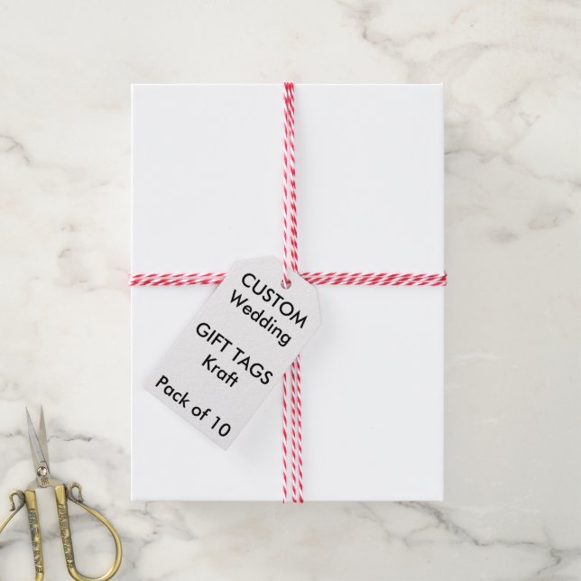 Custom KRAFT Geschenktasten (10), RED & WHITE Twin Geschenkanhänger (Mit Garn)