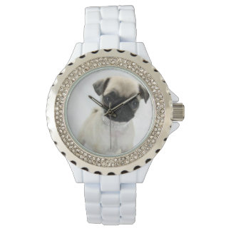 Custom Kristall White Enamel Armbanduhr