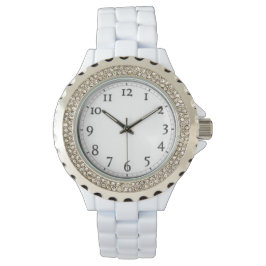 Custom Kristall White Enamel Armbanduhr