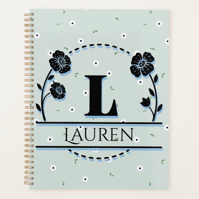 Custom L Name Planner, Blume Planner Planer (Vorderseite)