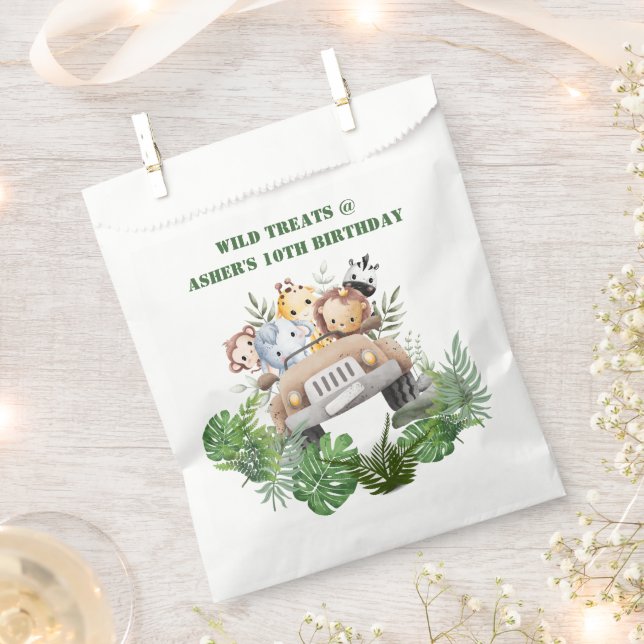 Custom Label Jungle Safari Wild Treats for Kids Geschenktütchen (Ausgeschnitten)