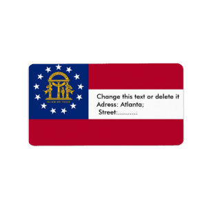 Custom Label mit Flag von Georgia, USA. Adressaufkleber