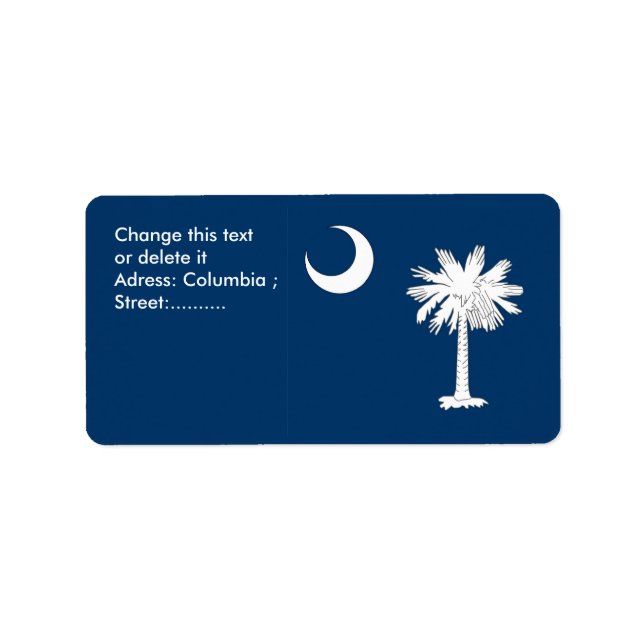 Custom Label mit Flag von South Carolina, USA. Adressaufkleber (Vorne)