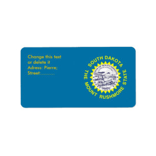Custom Label mit Flag von South Dakota, USA. Adressaufkleber