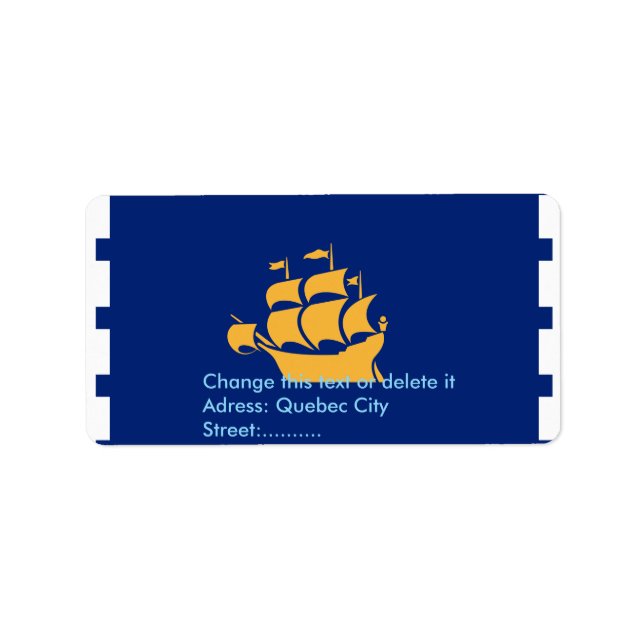 Custom Label with Flag of Quebec City, Canada Adressaufkleber (Vorne)