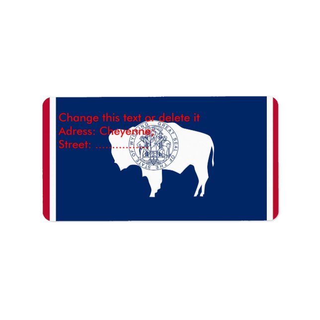 Custom Label with Flag of Wyoming, U.S.A. Adressaufkleber (Vorne)