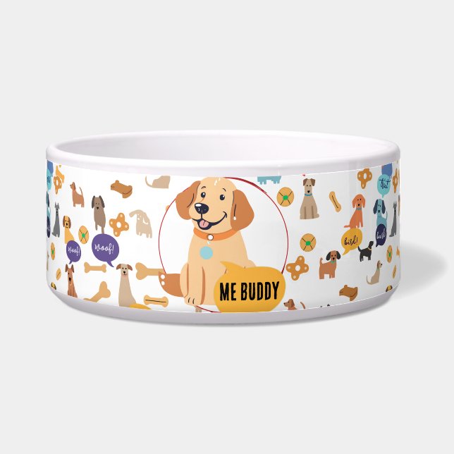 Custom Labrador Dog Bowl - Funny Woof Design Napf (Vorderseite)