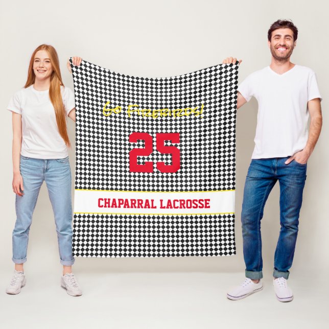 Custom Lacrosse Team Spirit Black Yellow Sport Fleecedecke (Beispiel)