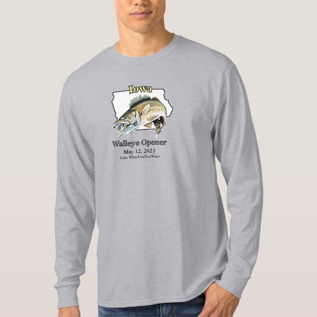 Custom Lake and Date Iowa Walleye Opener Light T-Shirt (Vorderseite)