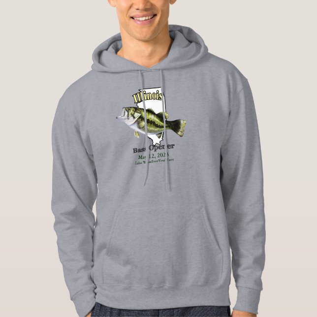 Custom Lake/Date Illinois Bass Opener Light Hoodie (Vorderseite)