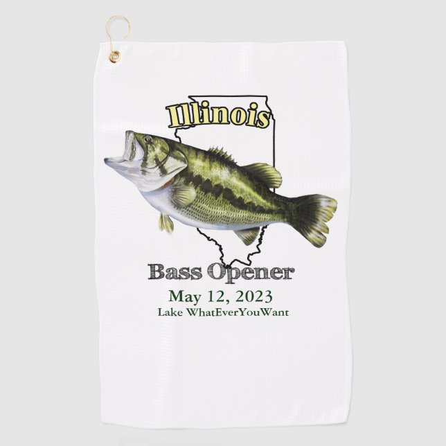 Custom Lake/Date Illinois Basshandtuch Golfhandtuch (Vorderseite)