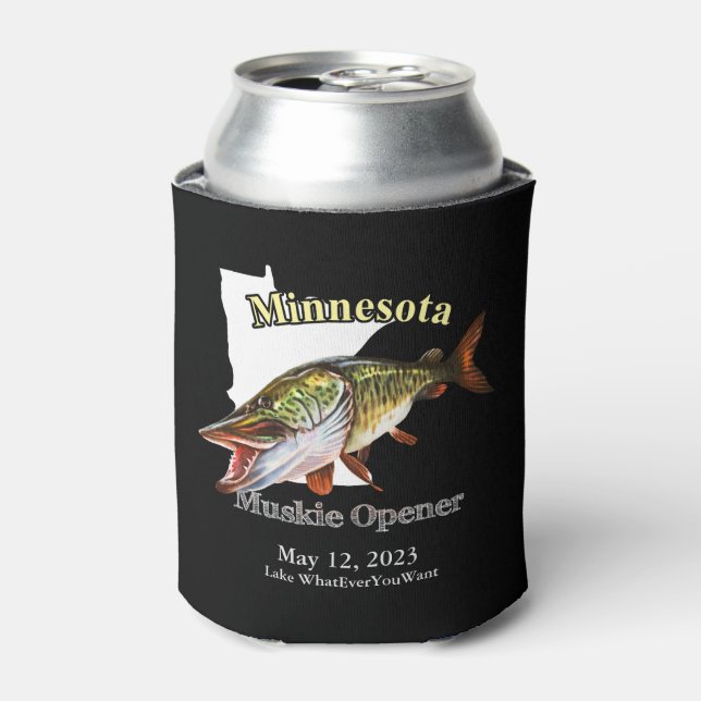 Custom Lake/Date Minnesota Muskie Opener Dark Dosenkühler (Kanne Vorderseite)