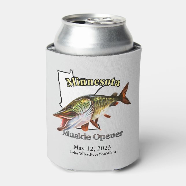 Custom Lake/Date Minnesota Muskie Opening Light Dosenkühler (Kanne Vorderseite)