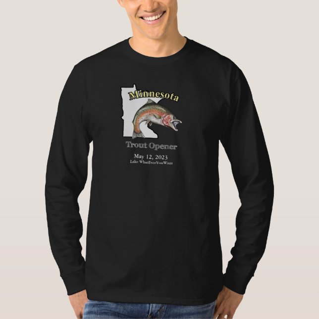 Custom Lake/Date Minnesota Trout Opener Dunkel T-Shirt (Vorderseite)