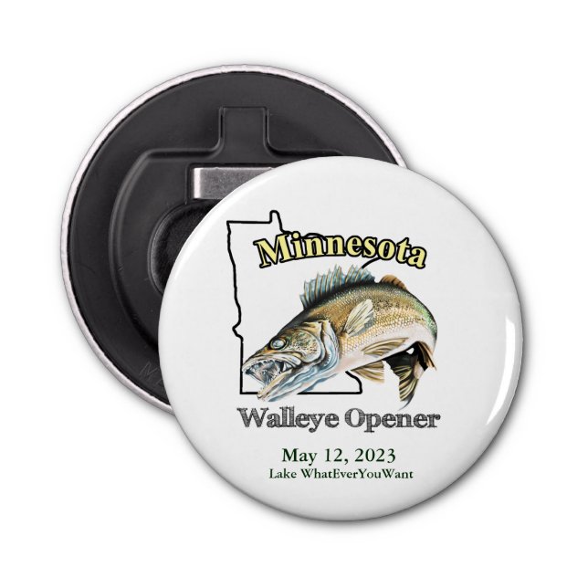 Custom Lake/Date Minnesota Walleye Opener Flaschenöffner (Vorderseite)