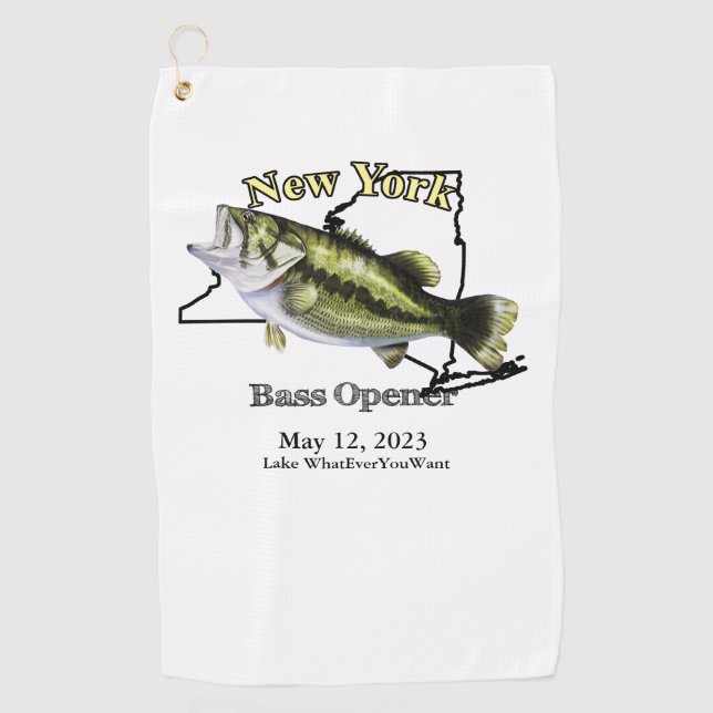 Custom Lake/Date New York Bass Opentuch Golfhandtuch (Vorderseite)