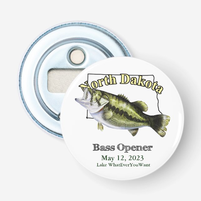 Custom Lake/Date North Dakota Bass Opener Flaschenöffner (Vorderseite)