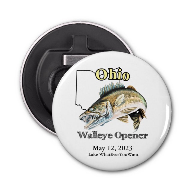 Custom Lake/Date Ohio Walleye Opener Flaschenöffner (Vorderseite)