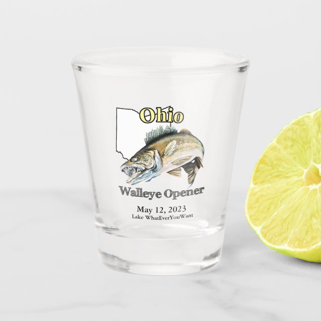 Custom Lake/Date Ohio Walleye Opener Schnapsglas (Vorderseite)