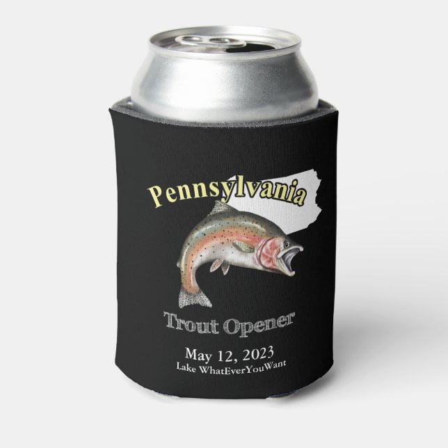 Custom Lake/Date Pennsylvania Trout Opener Dark Dosenkühler (Kanne Rückseite)