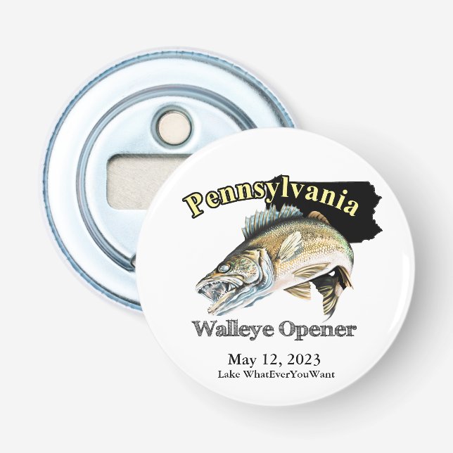 Custom Lake/Date Pennsylvania Walleye Opener Flaschenöffner (Vorderseite)