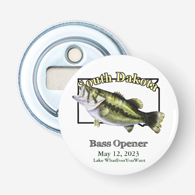 Custom Lake/Date South Dakota Bass Opener Flaschenöffner (Vorderseite)