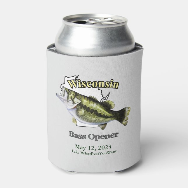 Custom Lake/Date Wisconsin Bass Opener Light Dosenkühler (Kanne Vorderseite)