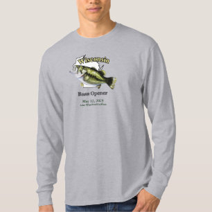 Custom Lake/Date Wisconsin Bass Opener Light T-Shirt