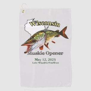 Custom Lake/Date Wisconsin Muskie Fischen Handtuch