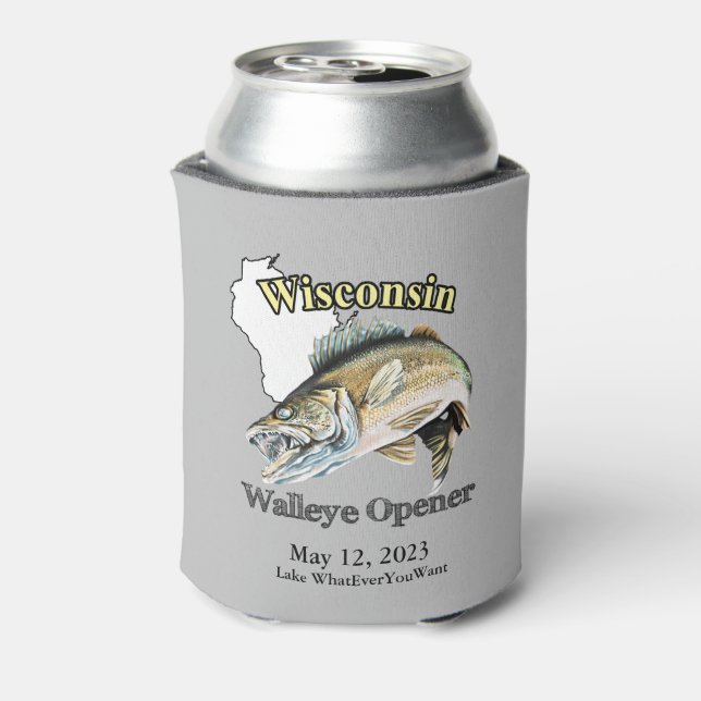 Custom Lake/Date Wisconsin Walleye Opener Light Dosenkühler (Kanne Rückseite)