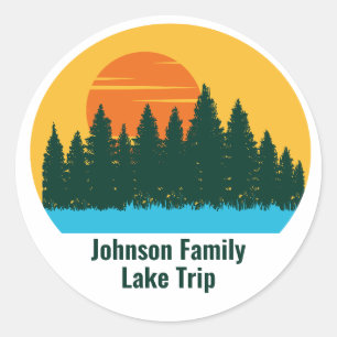 Custom Lake House Family Trip Niedlich Sunset Runder Aufkleber