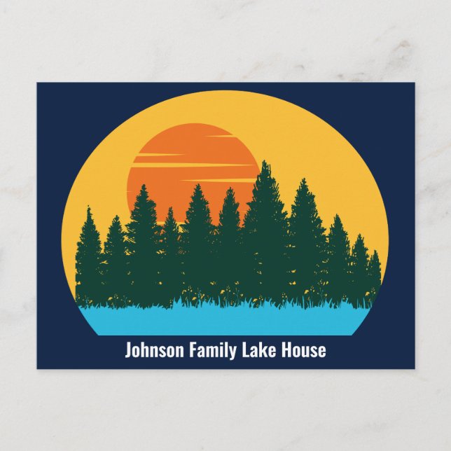 Custom Lake House Family Trip Sunset Postkarte (Vorderseite)
