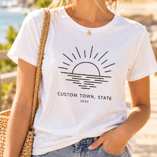 Custom Lake Life Sunset Minimalistisch Modernes Fo T-Shirt