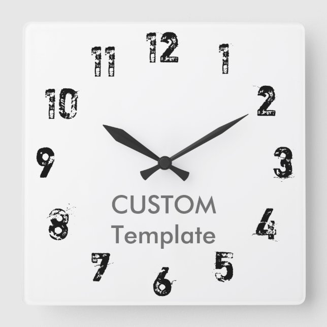 Custom Large 10,75" Square Wall Clock SHORTCUT Quadratische Wanduhr (Vorderseite)