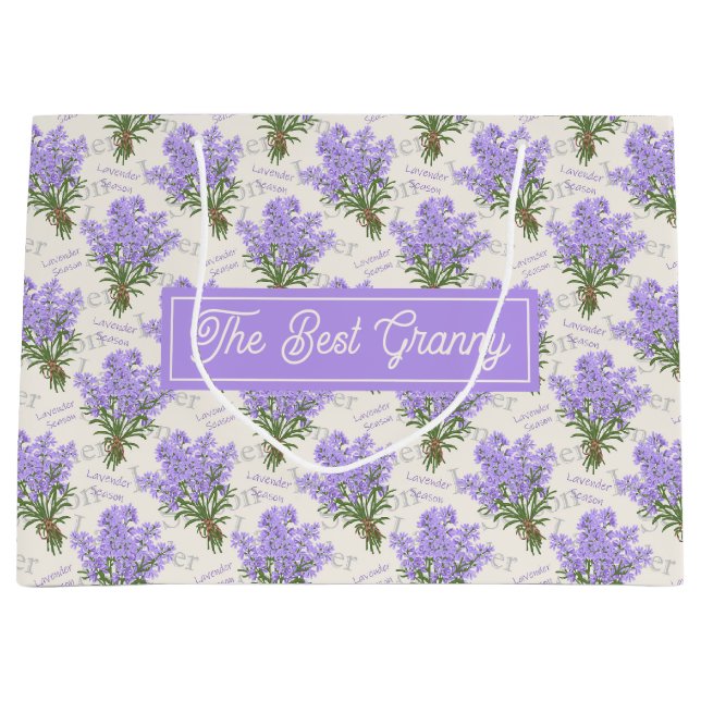 Custom Large Paper Bag with Lavender Pattern Große Geschenktüte (Vorderseite)