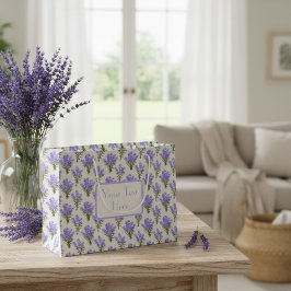 Custom Large Paper Bag with Lavender Pattern Große Geschenktüte