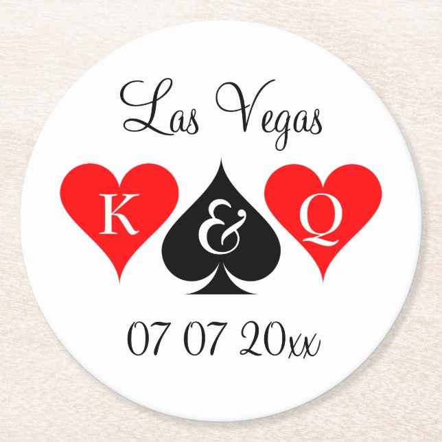 Custom Las Vegas Poker Hochzeitsfeier Untersetzer  (Vorderseite)