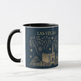 Custom Las Vegas Skyline Gold Line Art Vintag Tasse