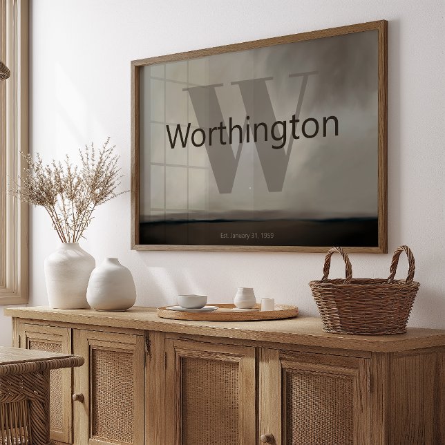 Custom Last Name Print Moody Gift for Couple Est  Poster (Von Creator hochgeladen)