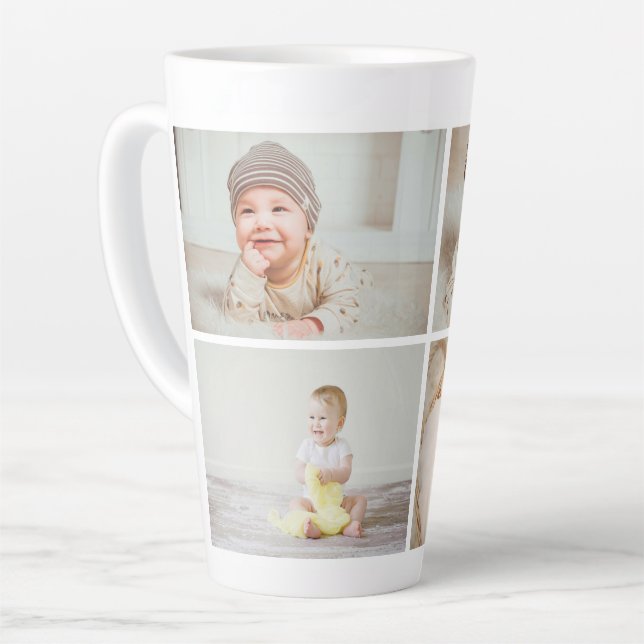 Custom Latte Mug with Four-Photo Collage (Angle gauche)
