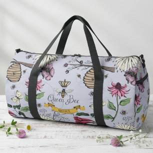 Custom Lavendel, Black & Gold Queen Bee & Crown Duffle Bag