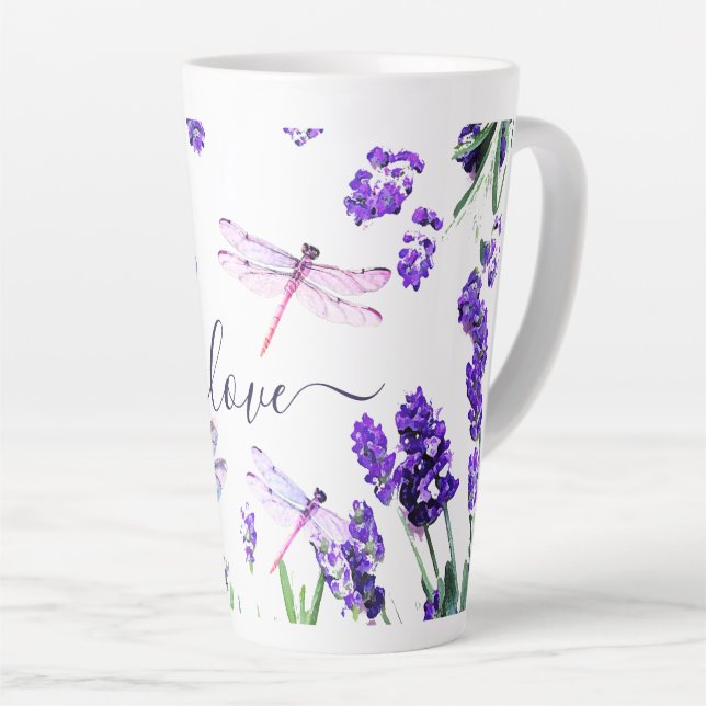 Custom Lavendel Dragonfly Shabby Chic Boho Style Milchtasse (Rechte Ecke)